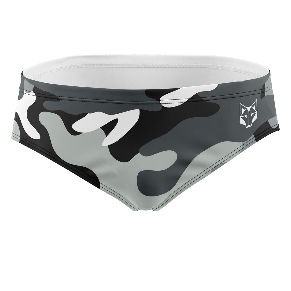 Men's Swim Briefs - Grey Camouflage