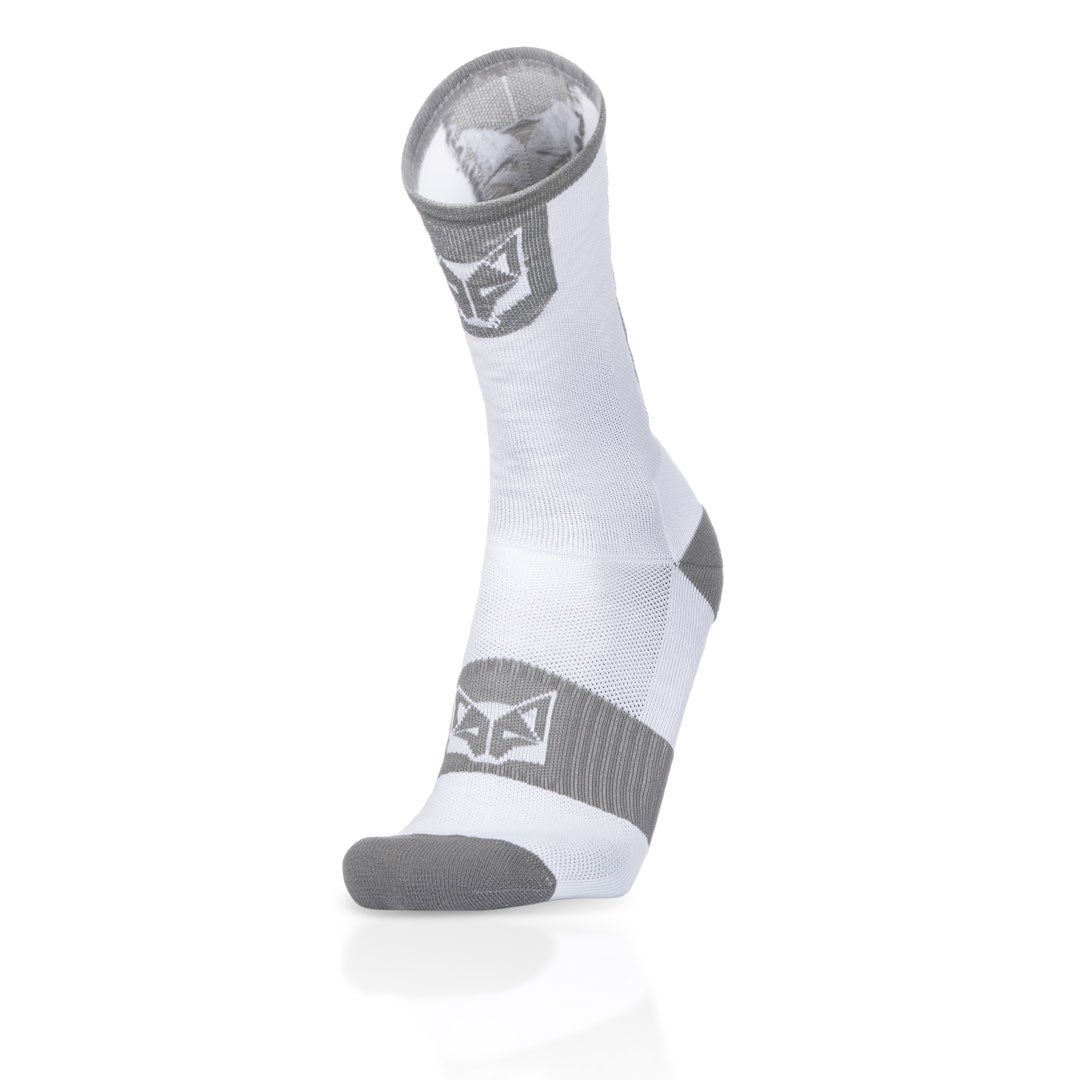 Cycling Socks High Cut Pure White & Silver Grey