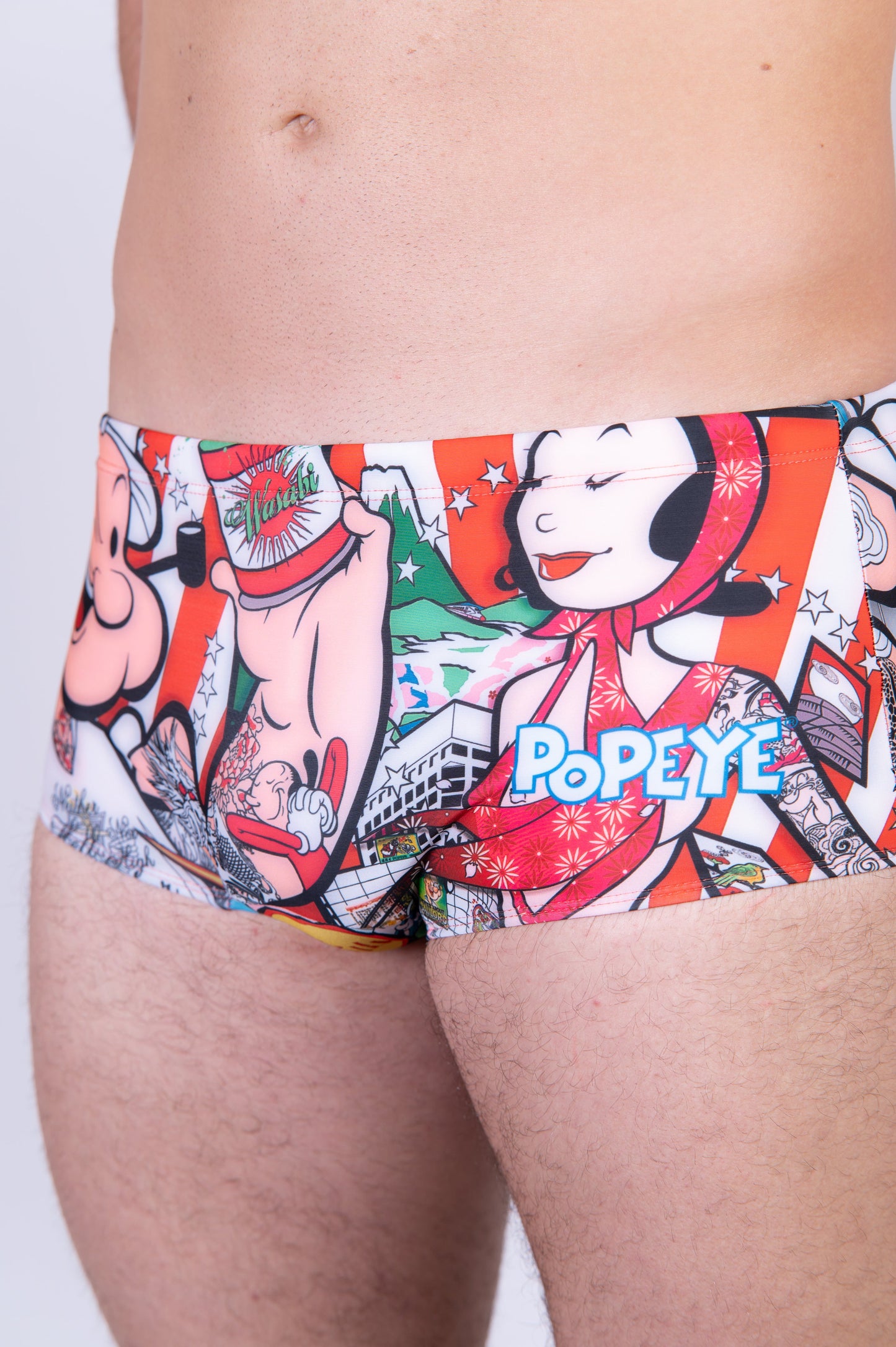 Men's Square Leg Swimsuit - Popeye Art Show