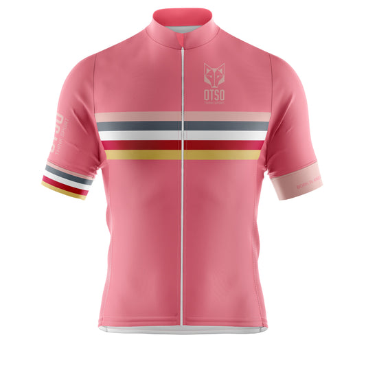 Men's Cycling Jersey Stripes Coral Pink