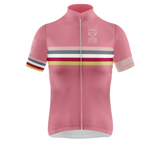 Women's Cycling Jersey Stripes Coral Pink