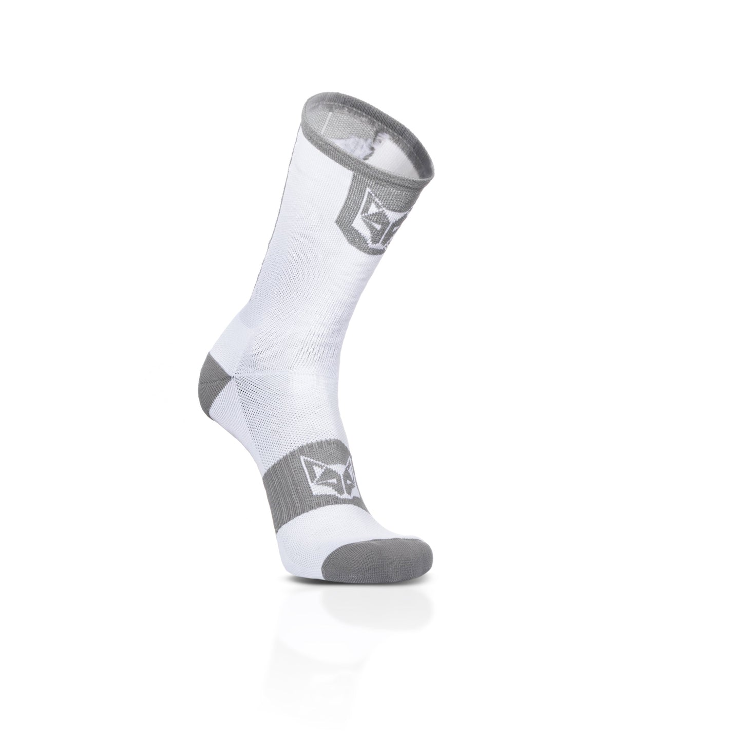 Cycling Socks High Cut Pure White & Silver Grey