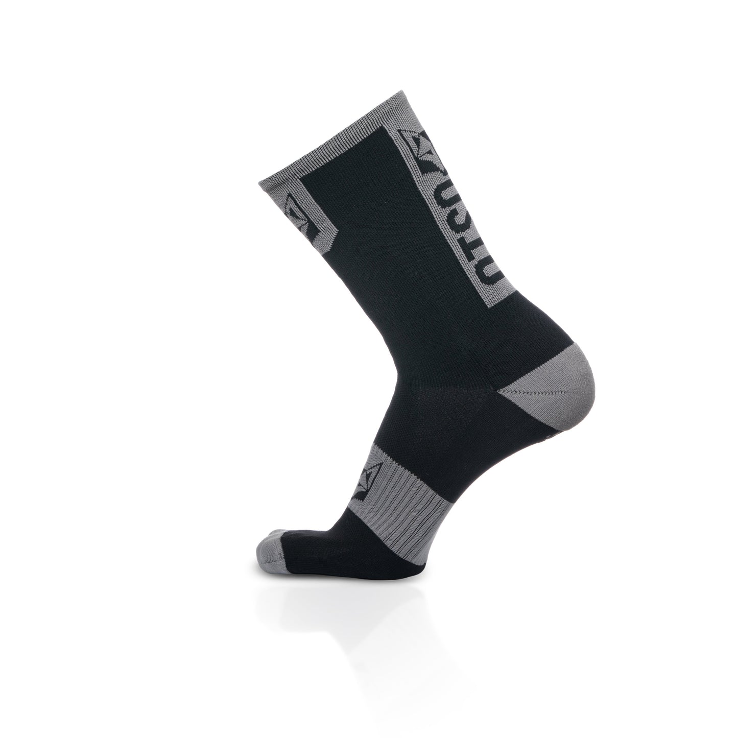 Cycling Socks High Cut Black & Silver Grey