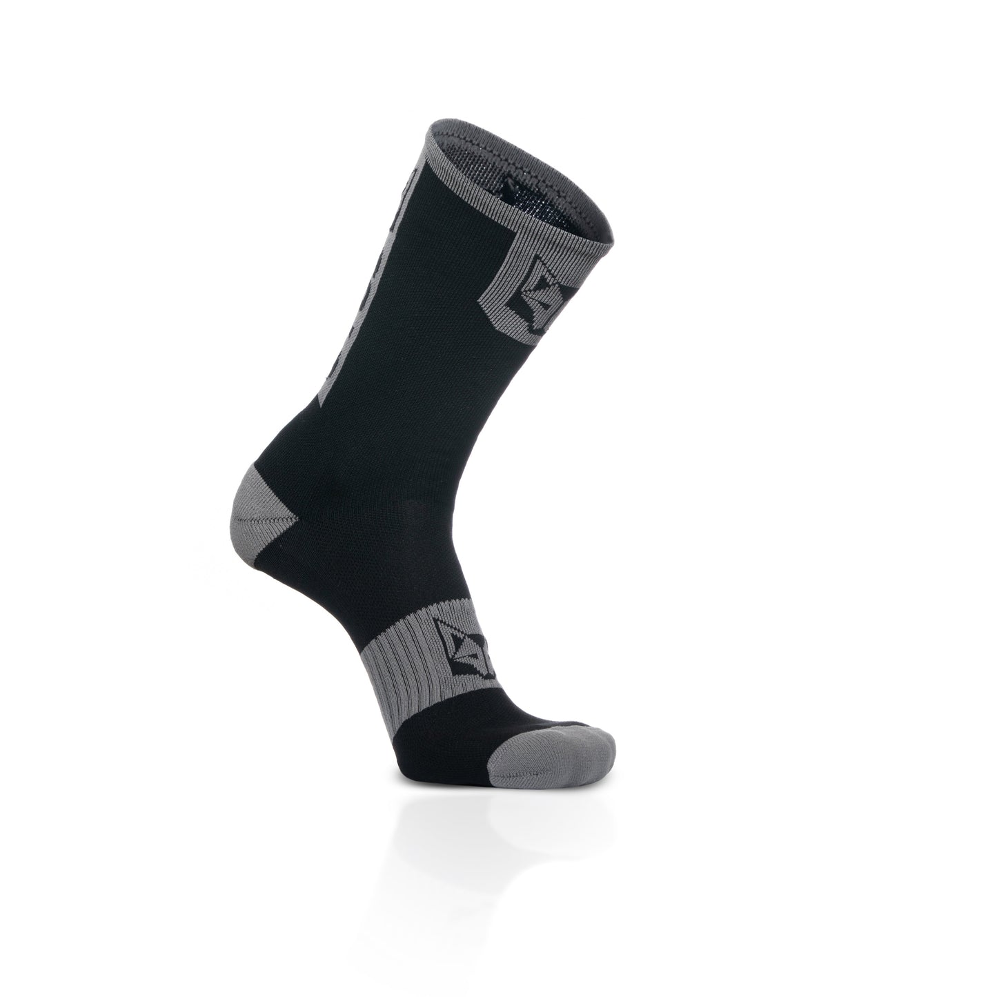 Cycling Socks High Cut Black & Silver Grey