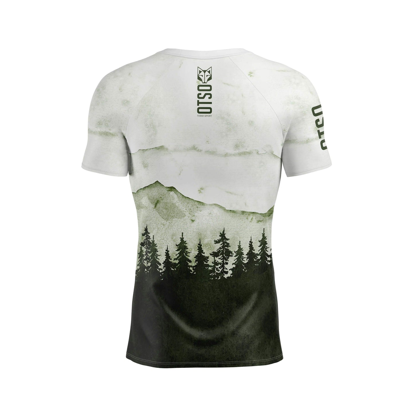 Camiseta de manga corta para hombre de la marca Otso con estampado Green Forest. Foto trasera