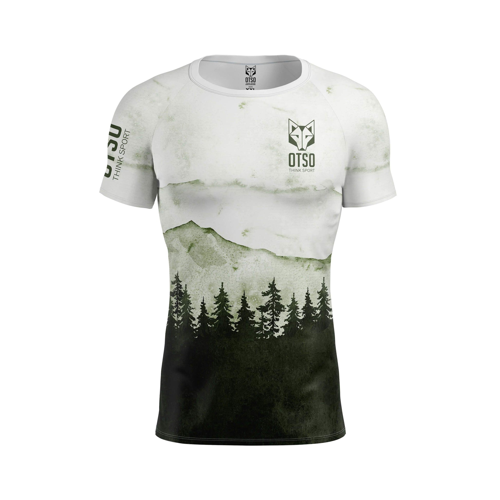 Camiseta de manga corta para hombre de la marca Otso con estampado Green Forest. Foto delantera